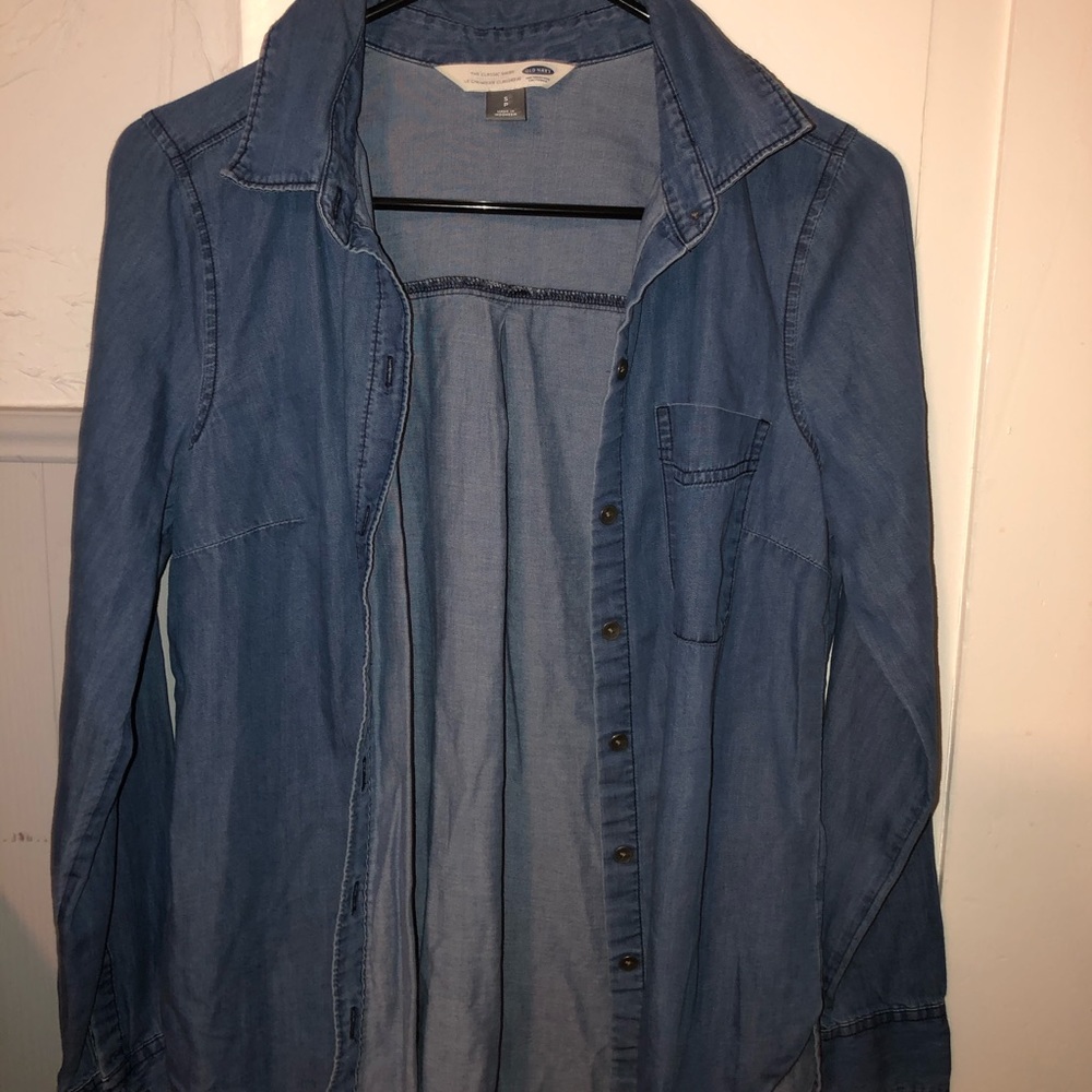 Old Navy denim chambray button up SMALL